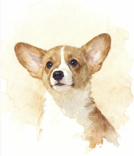 Digital watercolor pet portrait style example